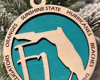 Florida Christmas Ornament SVG: Double Layer Laser Cut File (Digital Download)