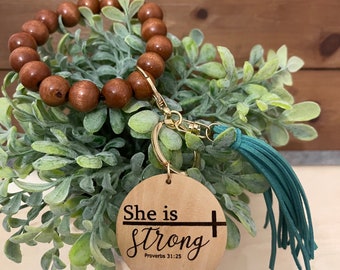 She is Strong scripture Digital SVG tested with Glowforge Pro - No Physical Product Will Ship