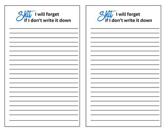 Funny Notepad Printable – "I Will Forget" Lined Notes (PDF Download)