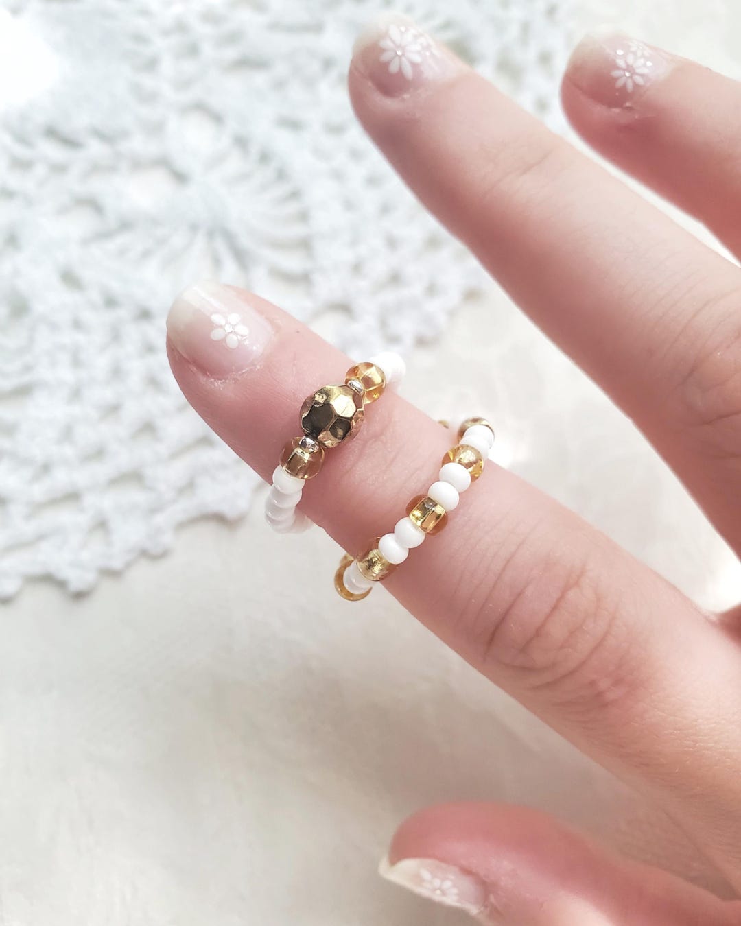 Gold Beaded Stackable Rings - Etsy