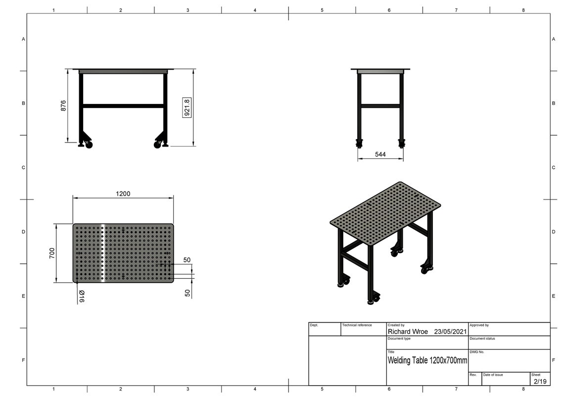Small Welding Table DXF Files. Jig Table. Fixture Table 1200mm Etsy