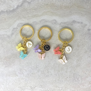 Personalized Butterfly Keychain, Initial, bridesmaid, gift, key ring, AirPods, friend, present, gold, name, cute, dainty, CraftsByAlanis