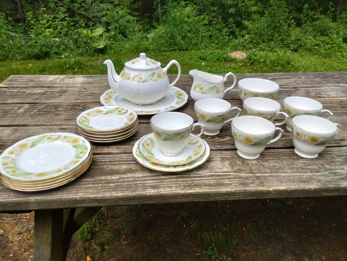 Rare Vintage Duchess Bone China Tea Set Greensleeves Made in Etsy