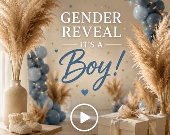 It's a Boy Gender Reveal Video | Boho Baby Boy Announcement | Blue Reveal Video | Baby Announcement Boho Video | Instant Download