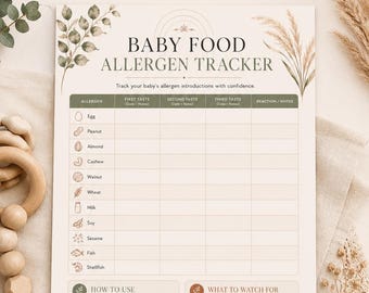 Baby Food Allergen Tracker Chart | Infant Allergy Introduction Log (PDF Download)
