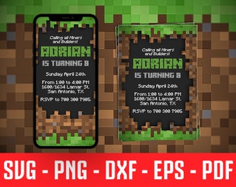Minecraft Birthday Invitation Etsy