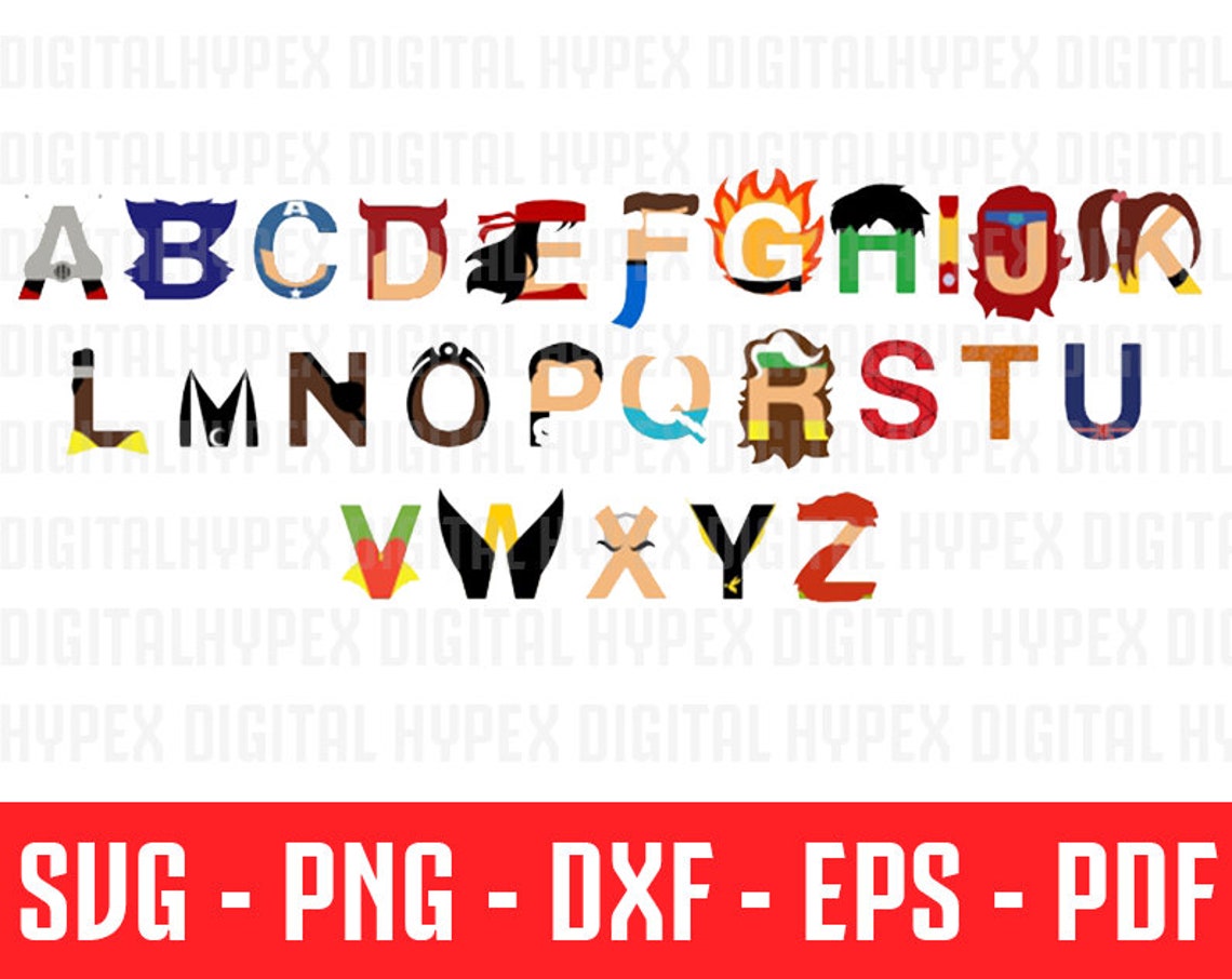 Marvel FONT SVG Avengers Alphabet Svg Avengers Alphabet Svg | Etsy