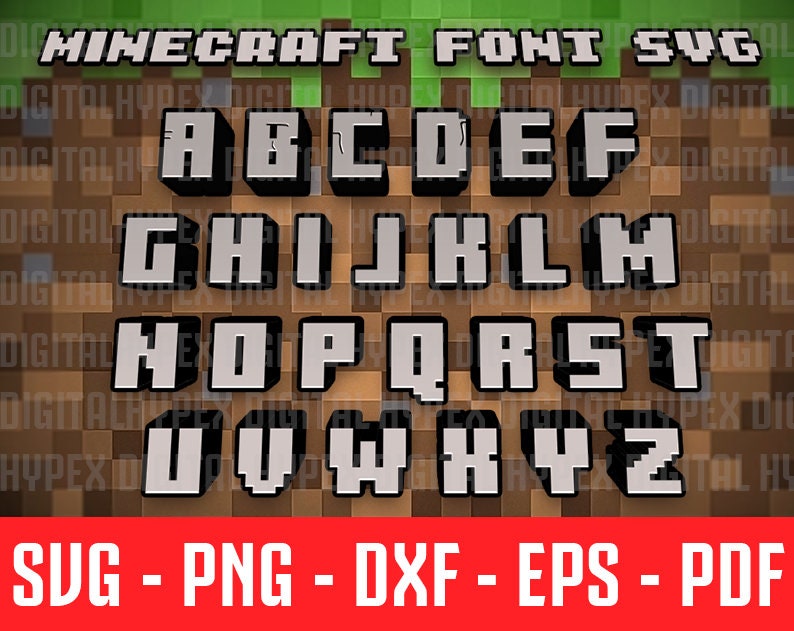 Minecraft Font Style SVG Vector minecraft font svg cricut | Etsy