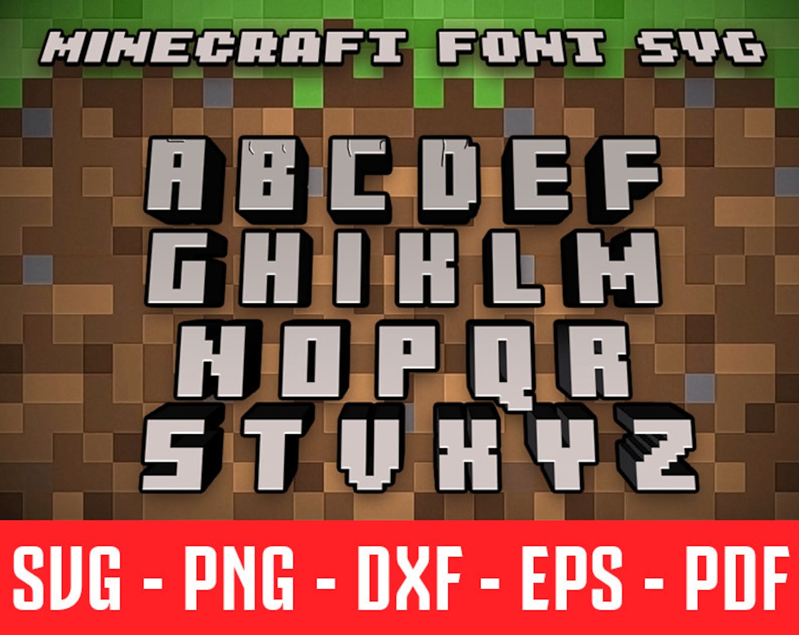 Minecraft Font Style SVG Vector minecraft font svg cricut | Etsy