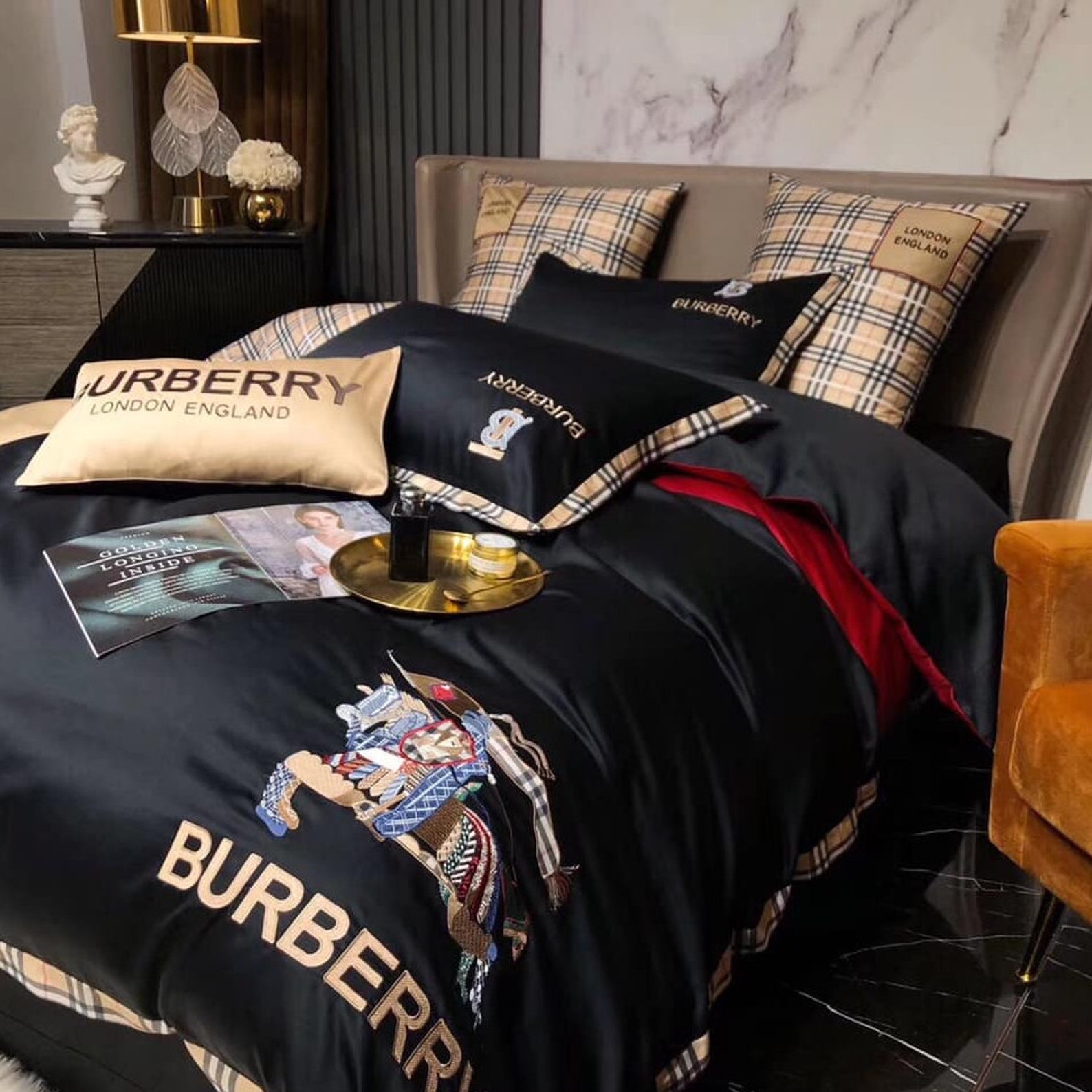 Fashion Bedding Set Luxury Brand Duvet Cover Linen bedding Etsy