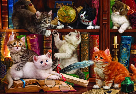 Anatolian Puzzle - Kittens in the Library, 500 Piece Puzzle, #3618