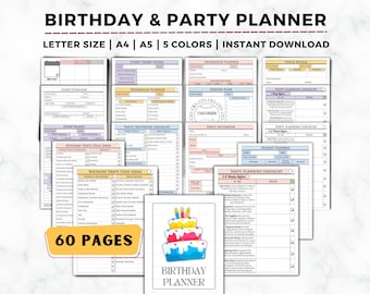 Birthday Planner, Party Planner, Kids Birthday, Event Planner, Party Checklist, Party Budget, Birthday Organizer, Guest List, Event Planning