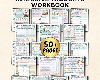Intrusive Thoughts & Rumination Workbook, Overthinking Journal CBT DBT ADHD Worksheets Ocd Anxiety Coping Skills, Therapist Counseling Tools
