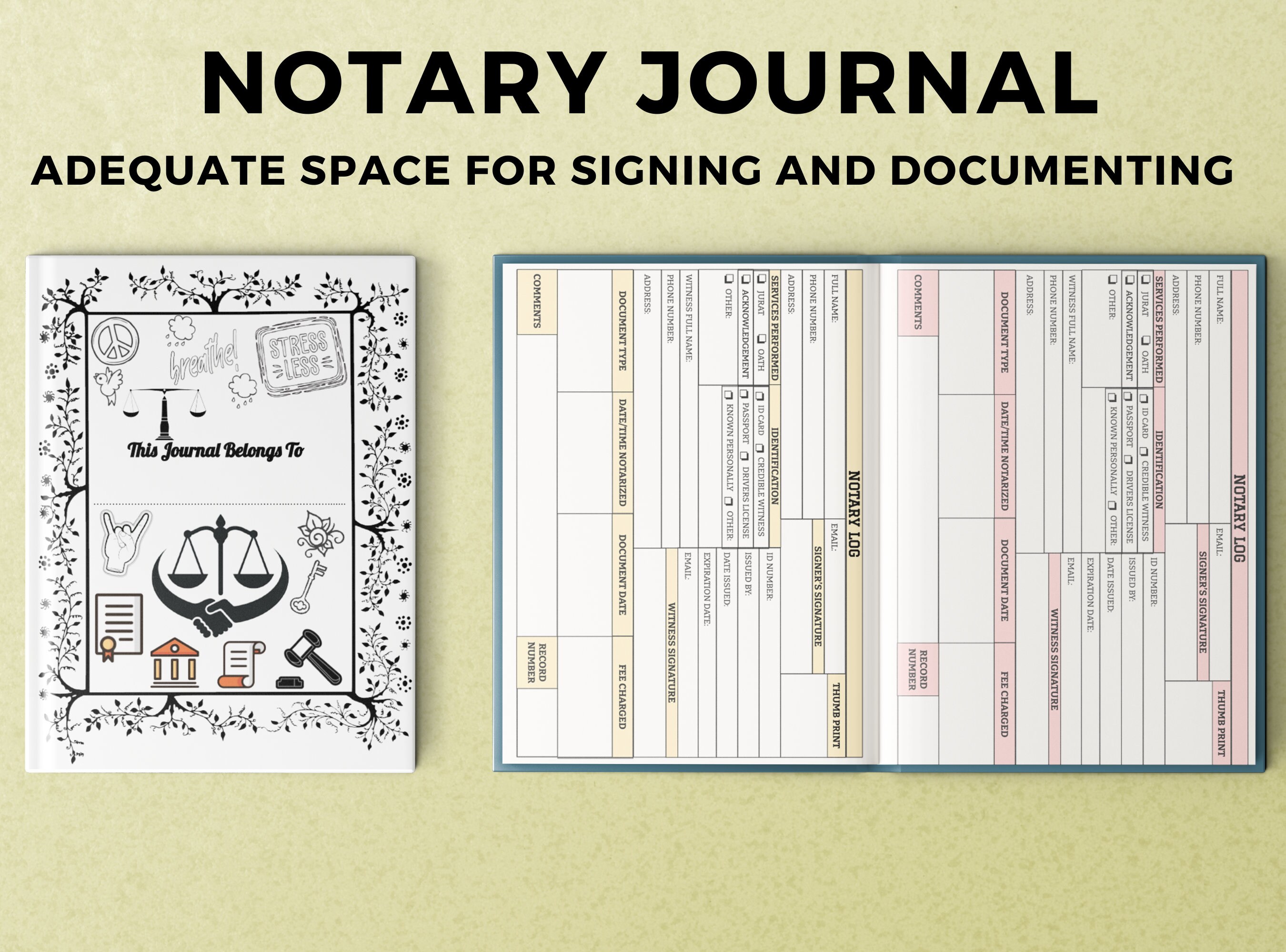 Printable Notary Journal Notary Public Record Book to Log - Etsy