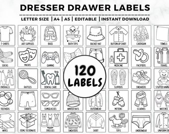 Kids Dresser Drawer Labels, Kids Drawer Labels, Dresser Drawer Labels, Clothing Labels For Kids, Organization Labels, Kids Closet Storage