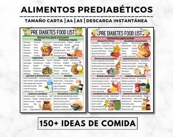 Pre Diabetes Food List, Spanish Prediabetic Foods, Low Sugar Food Meal Plan, Prediabetes Food Chart & Grocery, Pre Diabetic Foods To Avoid
