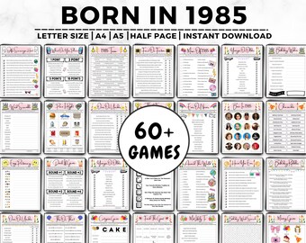 40th Birthday Party Games For Women, Born In 1985 Games, 40th Birthday Games For Her, 1985 Trivia, 40 Year Old Birthday, 1985 Birthday Games
