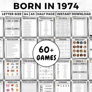 51st Birthday Party Games, Born in 1974, 51st Birthday Games, Born In 1974 Games, Trivia Game, 51 Year Old, 1974 Born, 1974 Birthday Games