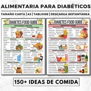 Elenco di alimenti per diabetici, tabella di alimenti per diabetici in spagnolo, alimenti prediabetici, dieta per diabetici, piano alimentare per diabetici, elenco della spesa per diabetici, alimenti per diabetici
