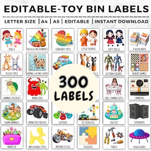 Toy Bin Labels, Toy Bin Labels Editable, Playroom Labels, Trofast Labels, Montessori, Homeschool, Pre-K Classroom, Playroom Organization