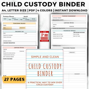 Child Custody Binder, Custody Planner, Coparenting Calendar, Single Parent Planner, Child Support, Divorce Planning, Visitation Tracker