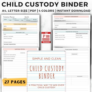 Child Custody Binder, Custody Planner, Coparenting Calendar, Single Parent Planner, Child Support, Divorce Planning, Visitation Tracker