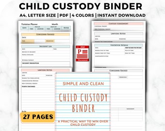 Child Custody Binder, Custody Planner, Coparenting Calendar, Single Parent Planner, Child Support, Divorce Planning, Visitation Tracker