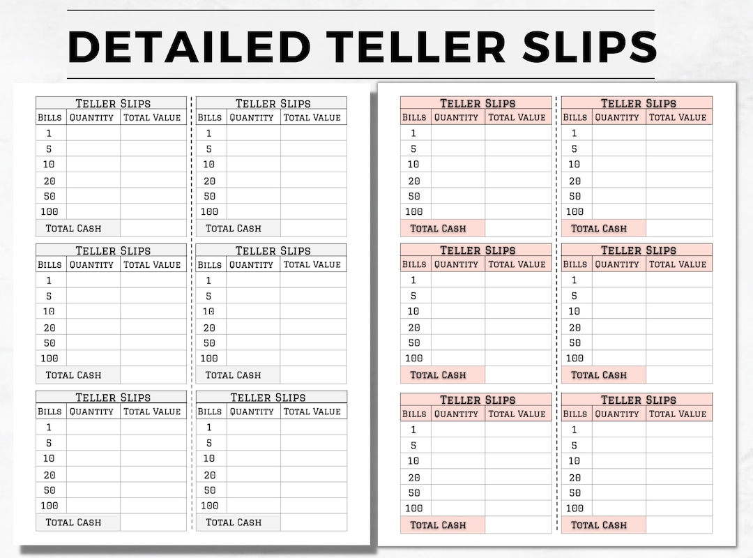 Cash Breakdown Slips Printable Bank Teller Slips Cash Withdraw Slips Cash Breakdown Slips Printable Bank Teller Slips Cash Withdraw Slips
