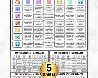 5 Ice Breaker Dice Games, Dicebreaker Game, Icebreaker Activity Question, Team Building, Table Talk Dice, Roll & Tell Game, Get to Know You