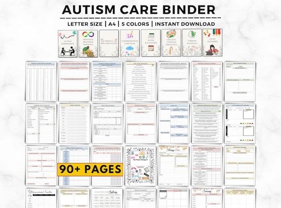Autism Care Binder, Autism Planner Printable, Special Needs Child Planner, Autistic Child Worksheet, Neurodivergent, Autism Therapy Journal