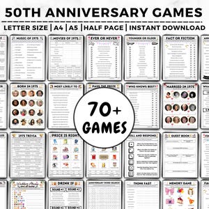 50th Anniversary Games Bundle, Married in 1975 Games, 50th Wedding Anniversary Games, Party Games, Adult Games, Golden Anniversary Games