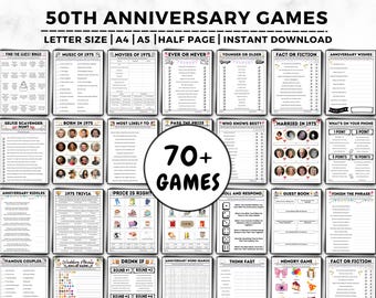 50th Anniversary Games Bundle, Married in 1975 Games, 50th Wedding Anniversary Games, Party Games, Adult Games, Golden Anniversary Games