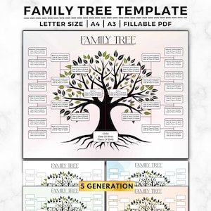 Szablon drzewa genealogicznego 5 generacji, wypełnialny wykres drzewa genealogicznego, wykres rodowy, wykres genealogiczny, wykres przodków historii rodziny, drzewo przodków