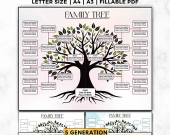 Stammbaum Vorlage 5 Generation, Ausfüllbares Stammbaum Diagramm, Ahnentafel, Ahnentafel, Ahnentafel, Ahnentafel