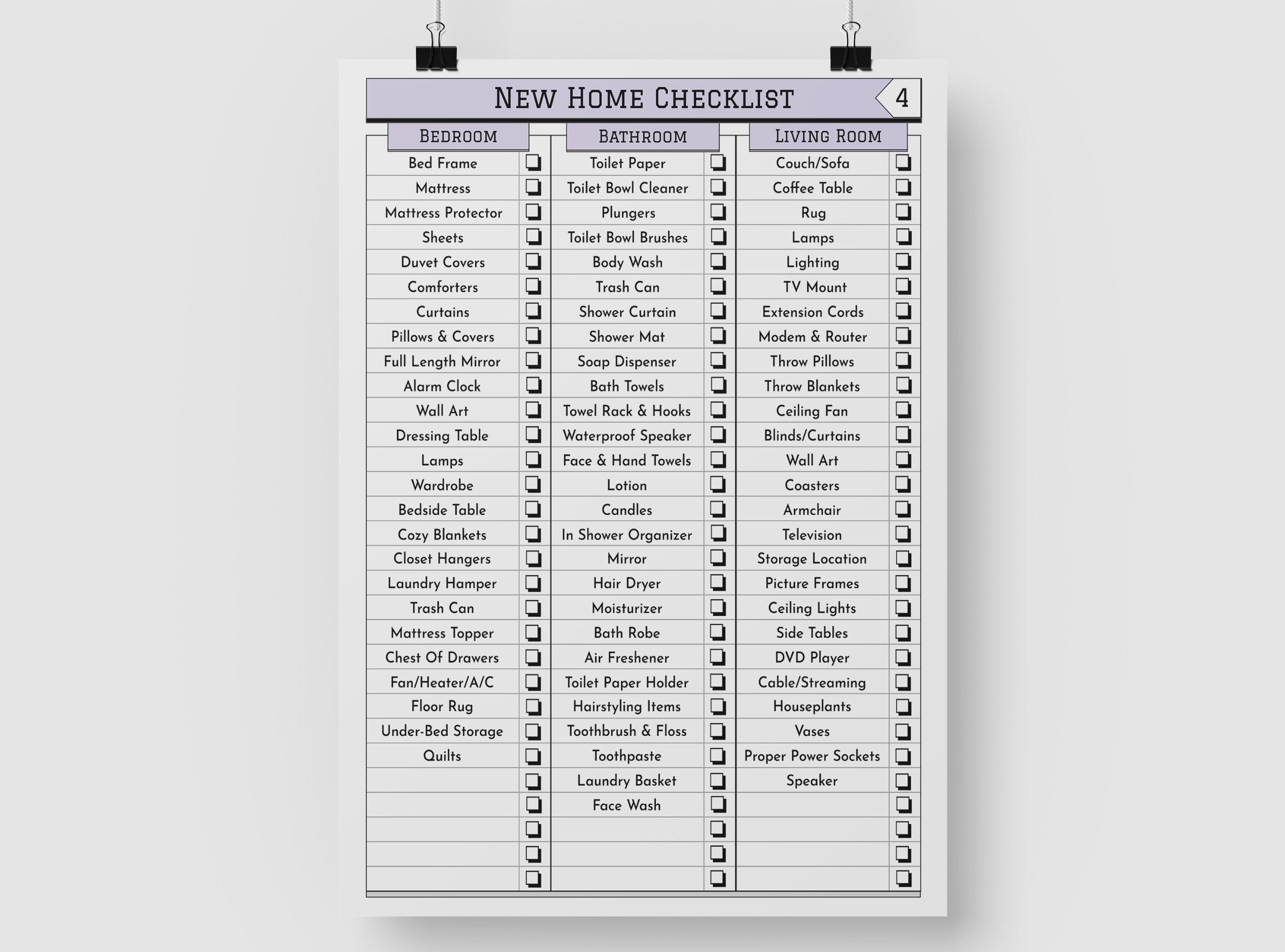 New Home Checklist, New Home Essentials Checklist, Moving Checklist ...