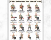 Chair Exercises for Older Men, Seated Exercise Chart, Full Body Seated Workout, Gentle, Senior Sitting No Equipment Elderly Home Fitness PDF