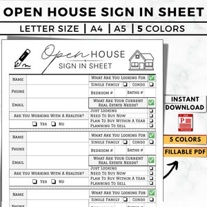 Realtor Open House Sign-In Sheet: Printable & Editable (PDF)