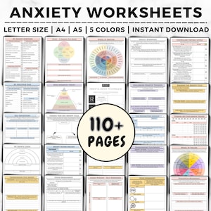 Anxiety Workbook, Therapy Journal, Anxiety Worksheets, Mental Health Journal, Therapy Worksheets, Depression, CBT, Anxiety Journal