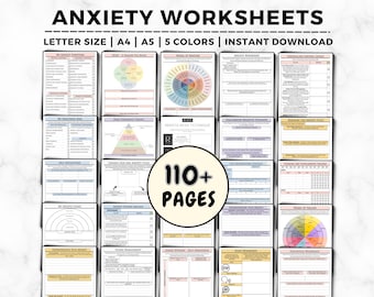 Anxiety Workbook, Therapy Journal, Anxiety Worksheets, Mental Health Journal, Therapy Worksheets, Depression, CBT, Anxiety Journal