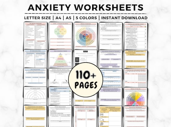Anxiety Workbook, Therapy Journal, Anxiety Worksheets, Mental Health Journal, Therapy Worksheets, Depression, CBT, Anxiety Journal