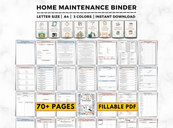 Home Maintenance Planner, Home Improvement Planner, Fillable Home Maintenance Binder, Home Maintenance Checklist, Renovation & Maintenance