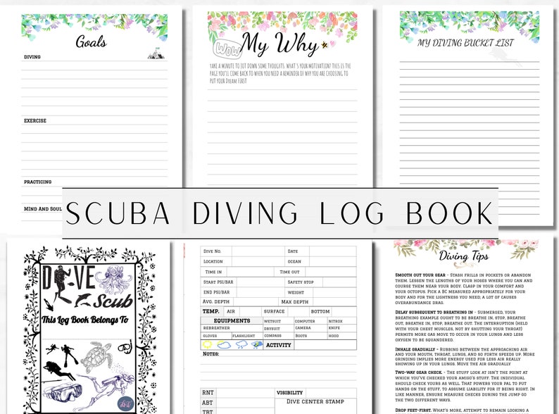 Scuba Diving Log Book Template Printable PDF Download Diving Etsy