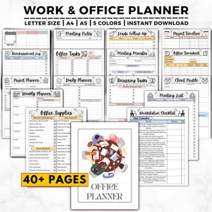Office Tasks Planner, Work Planner, Office Organizer, Work To Do List, Work Schedule, Meetings Work Emails, Work From Home, Employee Planner