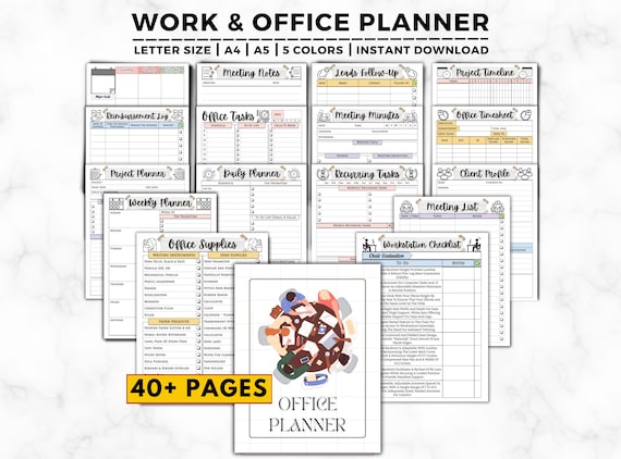 Office Tasks Planner, Work Planner, Office Organizer, Work To Do List, Work Schedule, Meetings Work Emails, Work From Home, Employee Planner