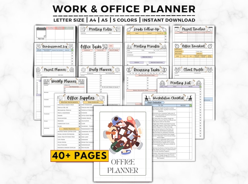 Planificador de tareas de oficina, planificador de trabajo, organizador de oficina, lista de tareas pendientes, horario de trabajo, correos electrónicos de reuniones de trabajo, teletrabajo, planificador de empleados imagen 1