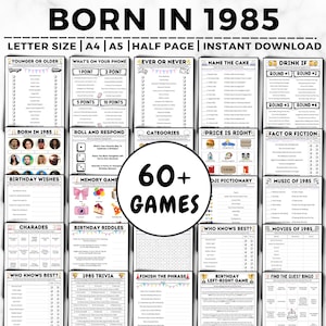 40th Birthday Party Games, Born In 1985, 40th Birthday Games, Born In 1985 Games, 1985 Trivia, 40 Year Old Birthday, 1985 Birthday Games