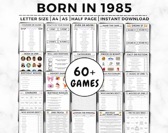 40th Birthday Party Games, Born In 1985, 40th Birthday Games, Born In 1985 Games, 1985 Trivia, 40 Year Old Birthday, 1985 Birthday Games