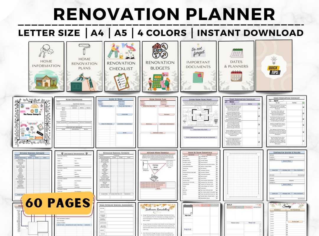 Home Renovation Planner Home Improvement Planner for DIY - Etsy UK