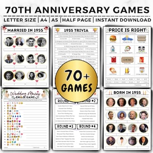 Married in 1955 Games, 70th Anniversary Games, 70th Anniversary Party Game, 70th Wedding, 70 Year Anniversary, Diamond Anniversary Games
