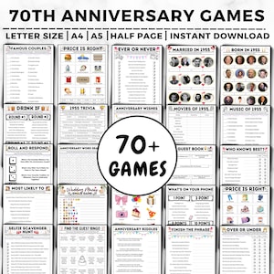 70th Anniversary Games, Married in 1955 Games, 70th Anniversary Party Game, 70th Wedding, 70 Year Anniversary, Diamond Anniversary Games